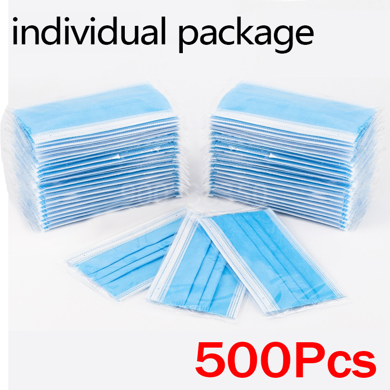 10-500 unidades de máscaras de - Disposable Mask Blue avaliação e preço